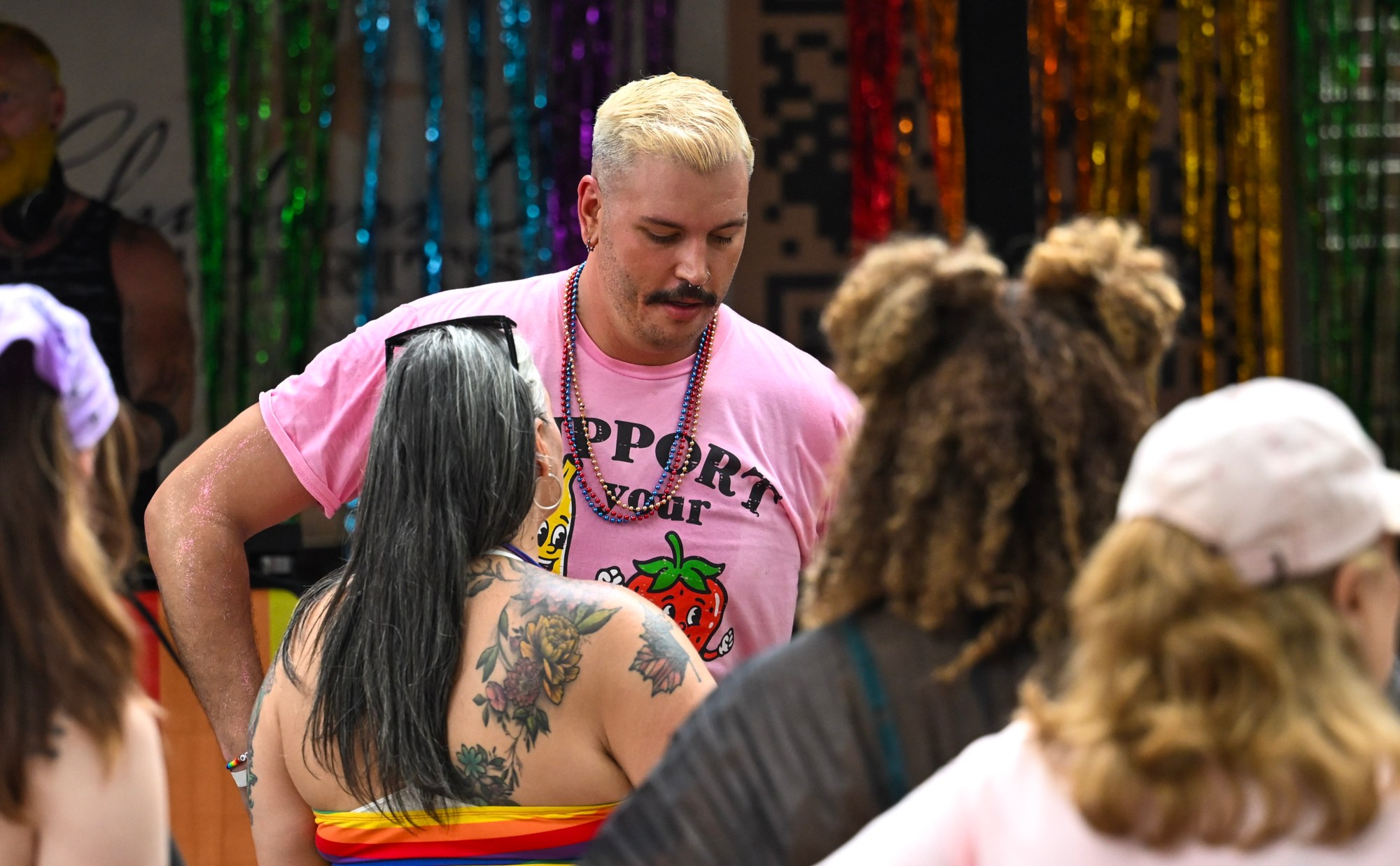 Scottie "Prime" Tocci dances and engages with the crowd Sunday, June 14, 2026, at the Pride Party Palooza in Bethlehem. Tocci founded the event alongside Brianna Lawrence, and hosted throughout the event. (Avery Folmar/The Morning Call)