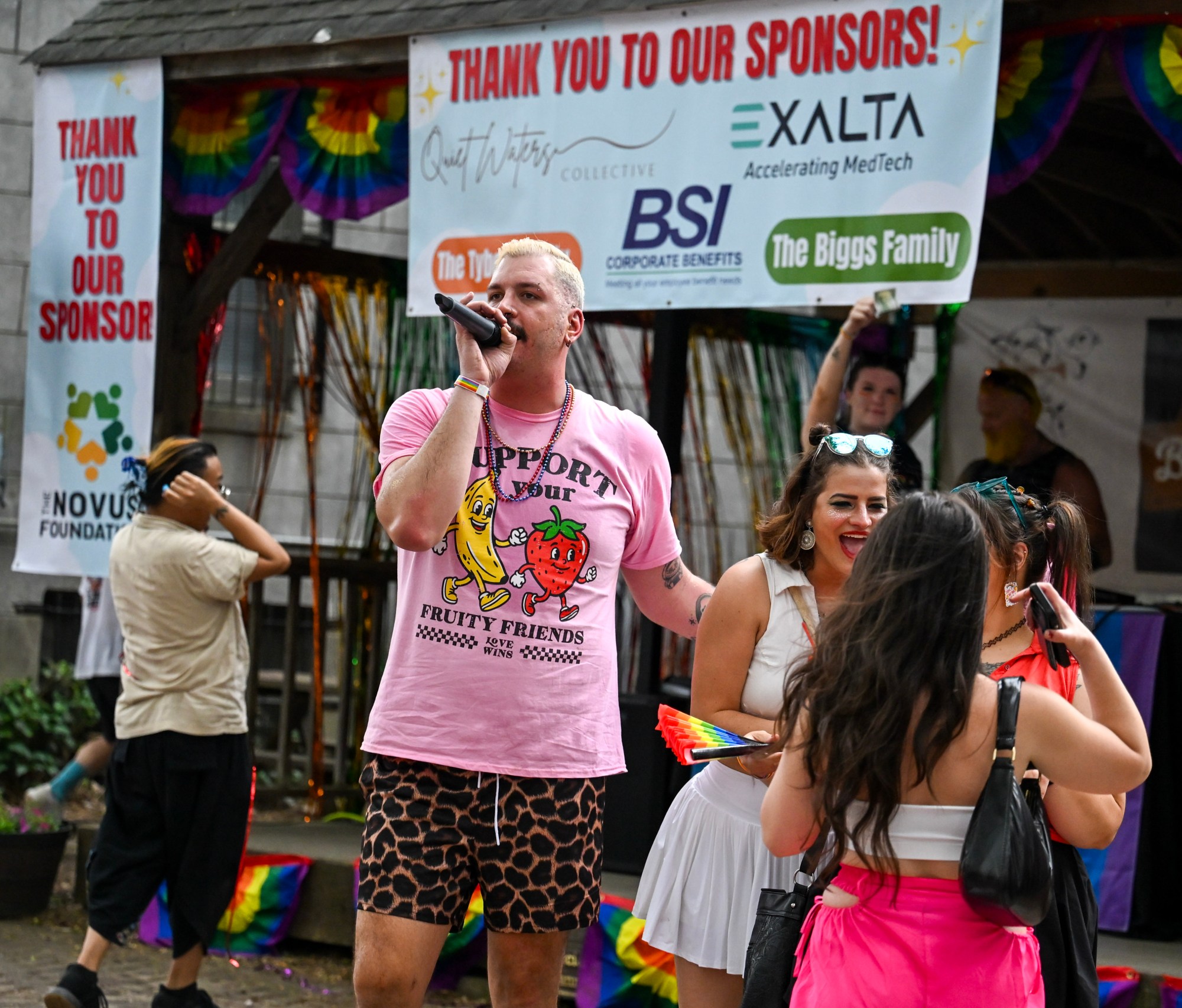 Scottie "Prime" Tocci dances and engages with the crowd Sunday, June 14, 2026, at the Pride Party Palooza in Bethlehem. Tocci founded the event alongside Brianna Lawrence, and hosted throughout the event. (Avery Folmar/The Morning Call)