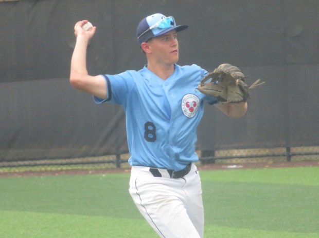 Philadelphia Catholic's Cubby Bailey throws to first base against Bux-Mont during the Carpenter Cup quarterfinals, Thursday, June 11, 2026. (Ed Morlock/MediaNews Group)