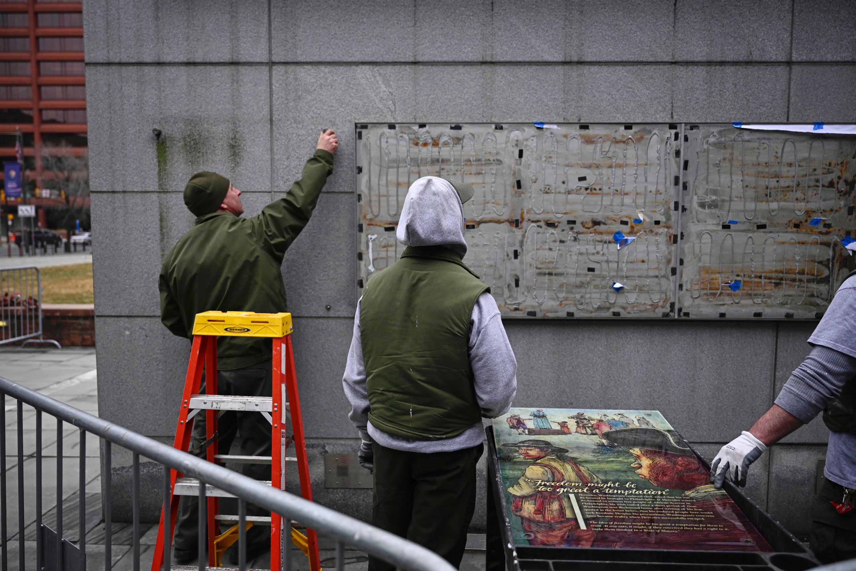 FILE – Panels that were part of an exhibit on...