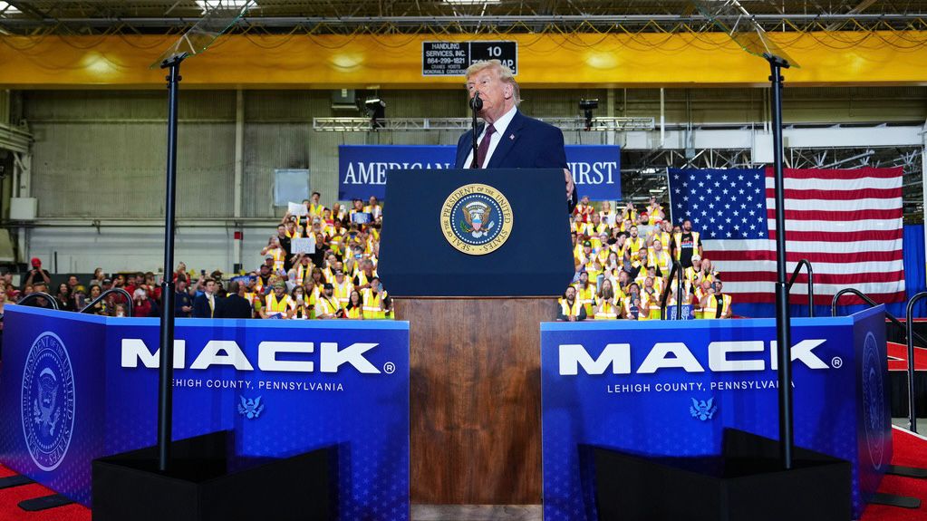 Trump rally at Mack Trucks factory in Pennsylvania