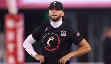 Nov 1, 2025; Salt Lake City, Utah, USA; Cincinnati Bearcats quarterback Brendan Sorsby (2) warms up before the game against the Utah Utes at Rice-Eccles Stadium.