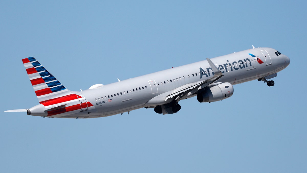 American Airlines airplane flying