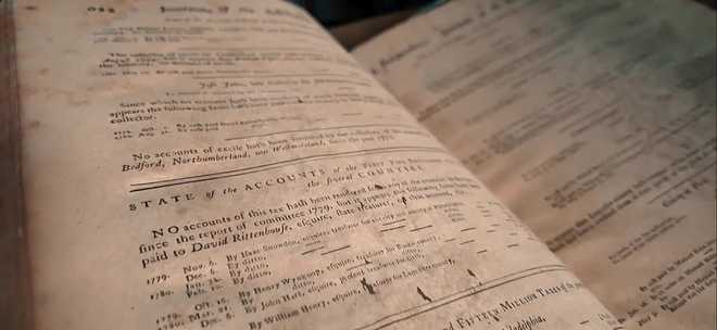A Cumberland County historic re-enactor uncovered a rare journal from Pennsylvania's House of Representatives, dating back to 1776, at the Williams Grove Flea Market in March. a cumberland county historic re-enactor uncovered a rare journal from pennsylvania's house of representatives, dating back to 1776, at the williams grove flea market in march.