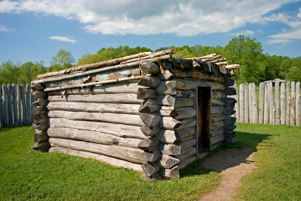 A replica of the logs used to construct Fort Necessity stands along the battlefield in Pennsylvania.
