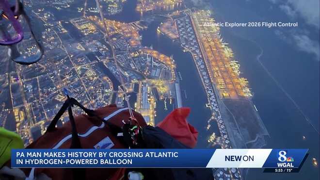 A Pennsylvania man was part of the first crew to cross the Atlantic Ocean in a hydrogen-powered balloon, completing the journey in just over 70 hours. a pennsylvania man was part of the first crew to cross the atlantic ocean in a hydrogen-powered balloon, completing the journey in just over 70 hours.