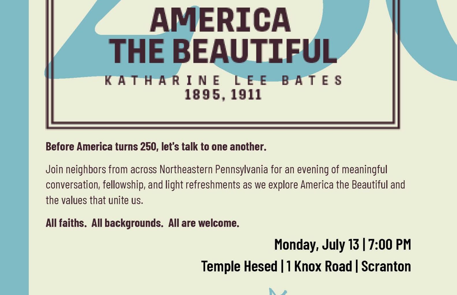 First faith250 multifaith gathering planned for July 13 – Diocese of Scranton