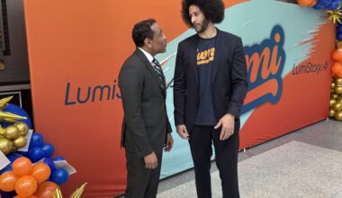 Colin Kaepernick promotes his AI app for students at Philly school headquarters