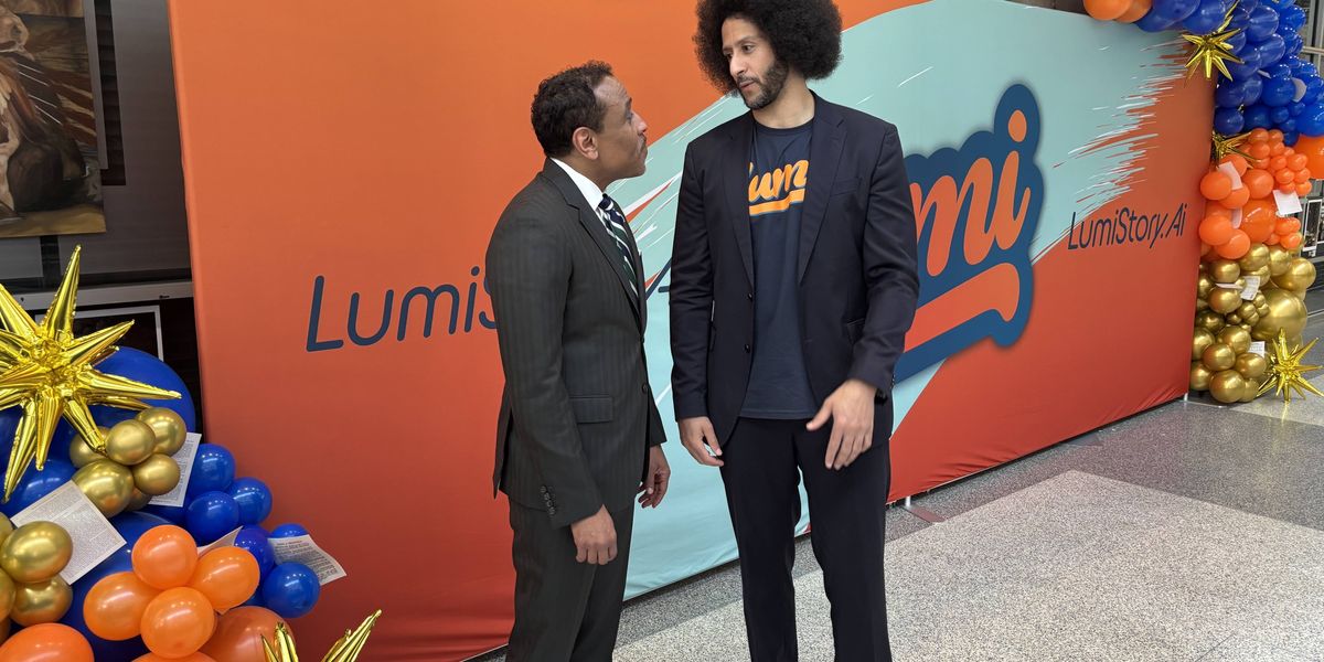 Colin Kaepernick promotes his AI app for students at Philly school headquarters