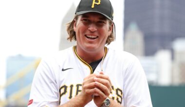 Neal Shipley throws out the first pitch before Pirates-Mariners game at PNC Park