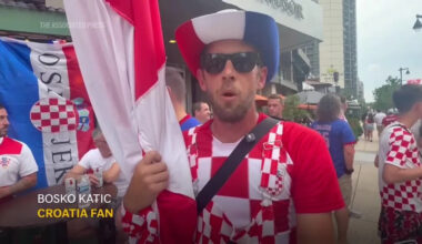 Croatia fans marching through Philadelphia crash wedding party