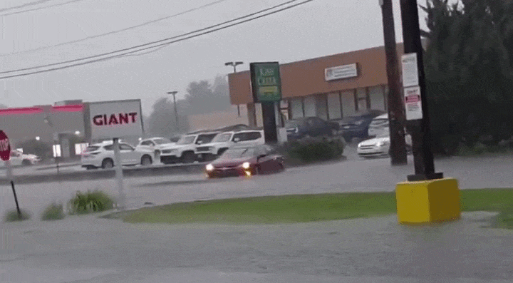 Motorists Drive Through Floodwaters in Central Pennsylvania