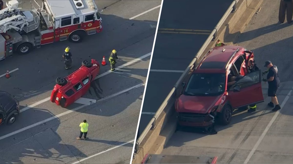 Car flips onto side during crash on I-95 in Philly – NBC10 Philadelphia