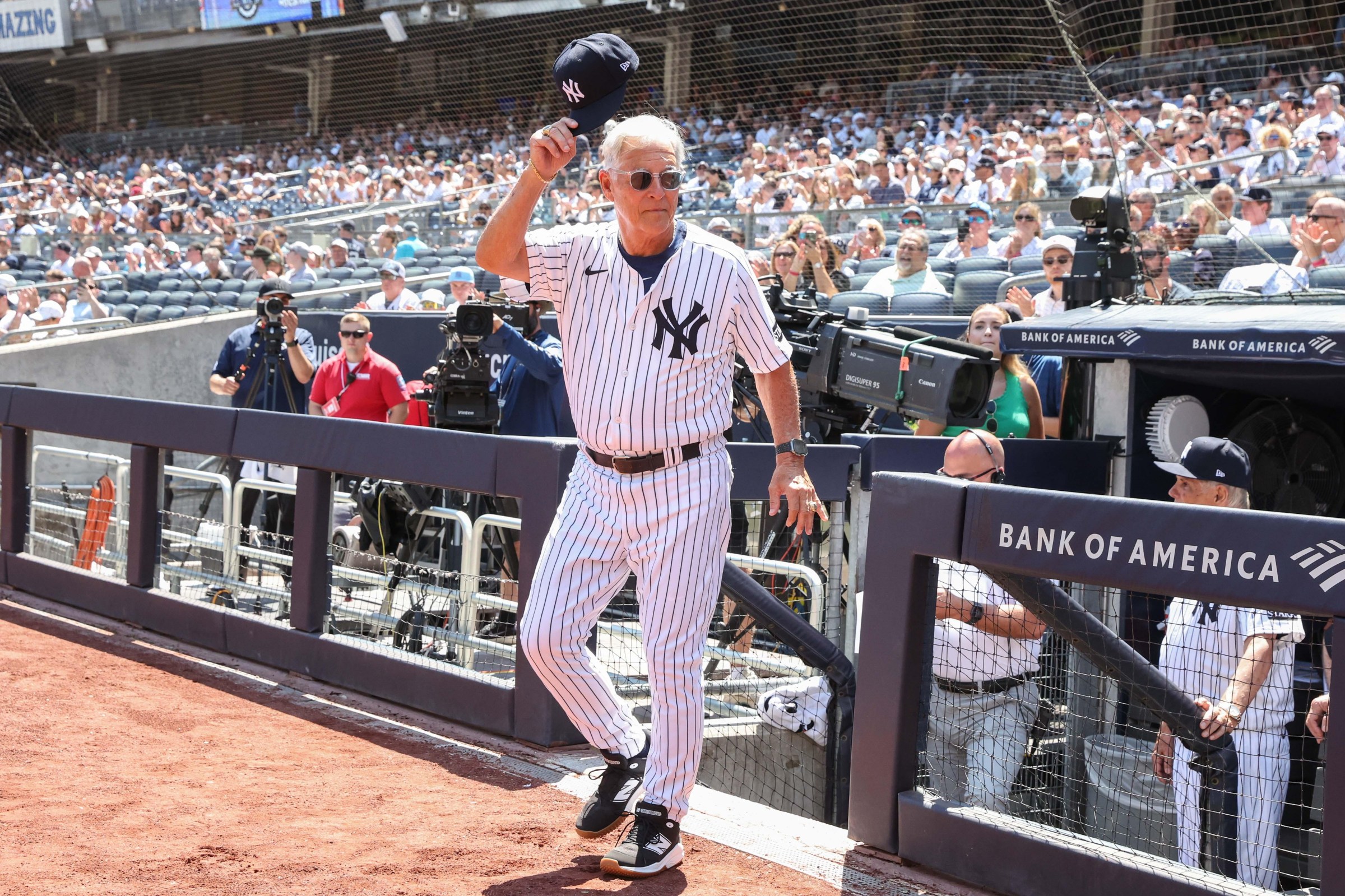 Aug 9, 2025; Bronx, New York, USA; Former New York Yankees shortstop Bucky Dent at Old Timer’s Day at Yankee Stadium. Mandatory Credit: Wendell Cruz-Imagn Images
