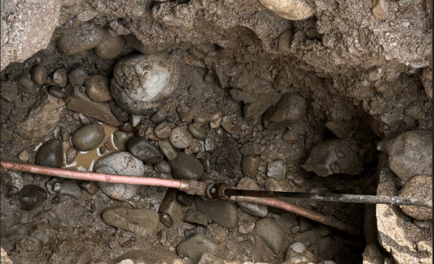 New water pipes after lead pipes have been removed. Homeowners in Coatesville are eligible to have the lead pipes replaced. (SUBMITTED PHOTO/AW)