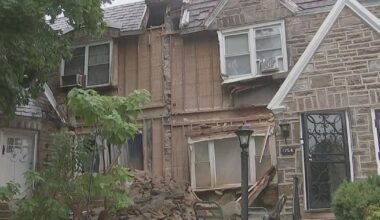 2 rowhomes partially collapsed in Philadelphia's West Oak Lane neighborhood amid Monday's severe weather
