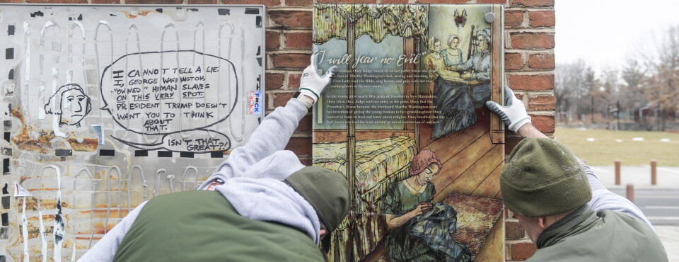 Interior Can Remove Slavery Panels at Philadelphia Historic Site