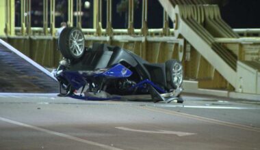 Three-wheeler overturns in Pittsburgh bridge crash