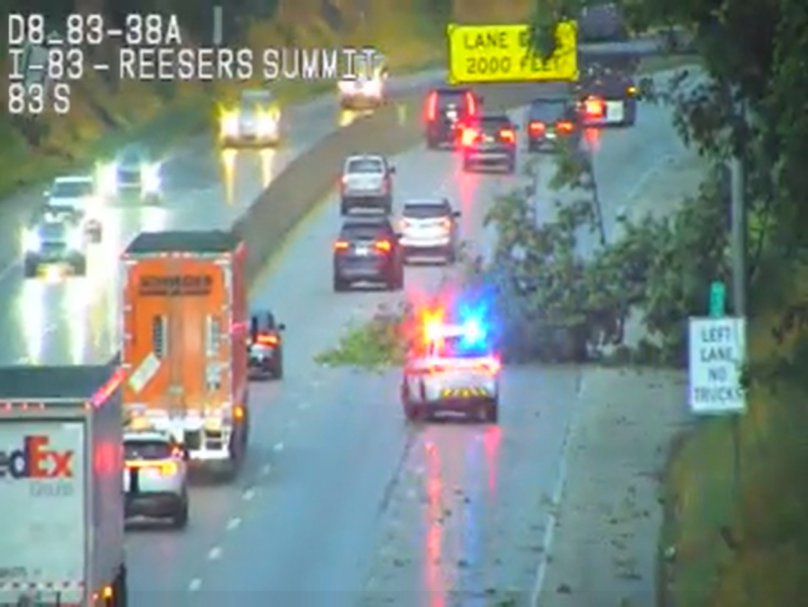 Downed trees close roads across central Pennsylvania