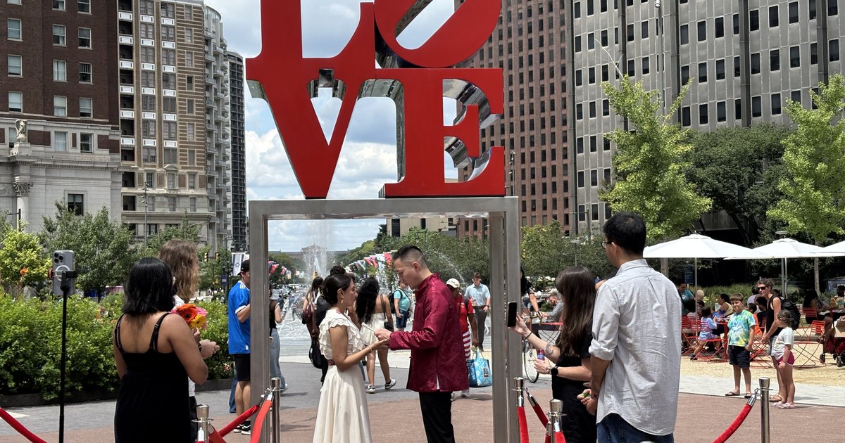 Nearly 1,000 couples have exchanged vows in LOVE Park over eight years of Wedding Wednesdays