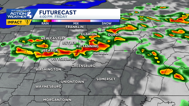 Heavy rain and a few storms are possible Friday afternoon. Friday is an Impact Day. heavy rain and a few storms are possible friday afternoon. friday is an impact day.