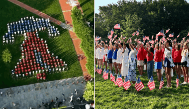 250 people form red, white and blue ‘living Liberty Bell’ at Independence Mall