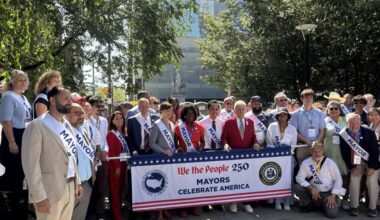 Mayors from around the country march through Philadelphia to mark nation’s 250th