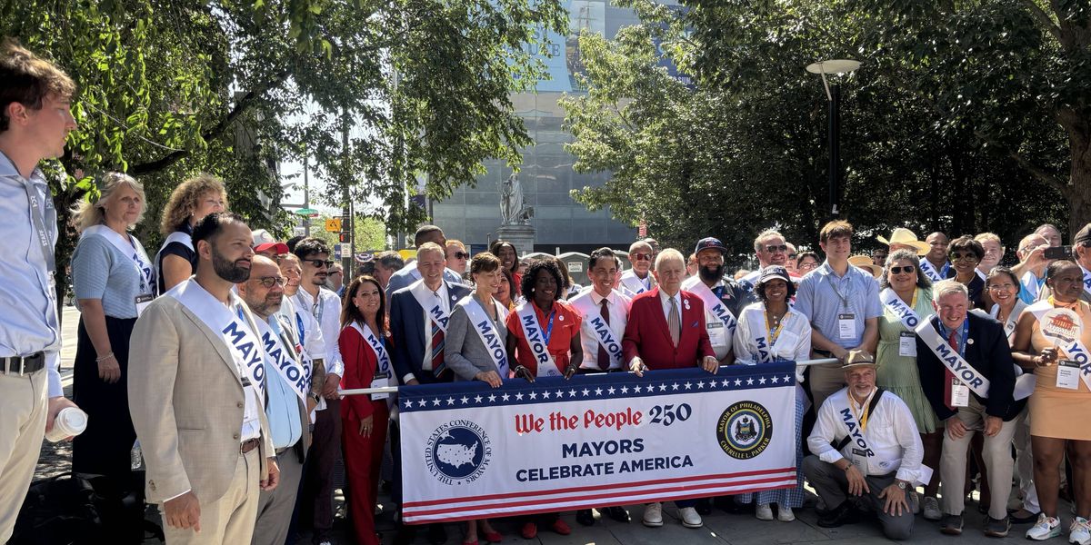 Mayors from around the country march through Philadelphia to mark nation’s 250th