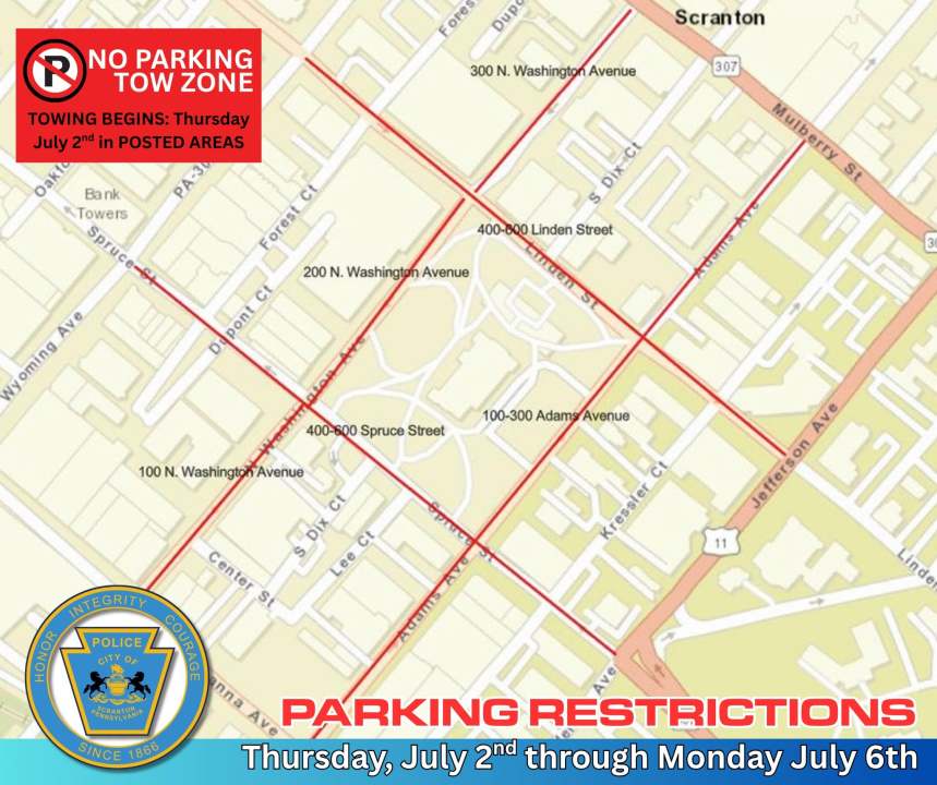 Parking bans, traffic changes set for downtown Scranton