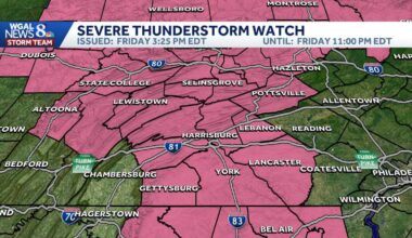 Severe thunderstorm watch issued for much of Pa.