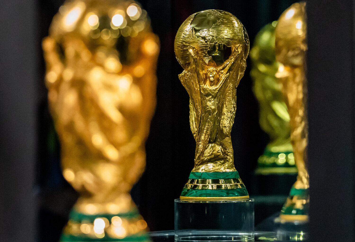 The FIFA World Cup is displayed during the FIFA World Cup Trophy Tour by Coca-Cola at Nathan Phillips Square.