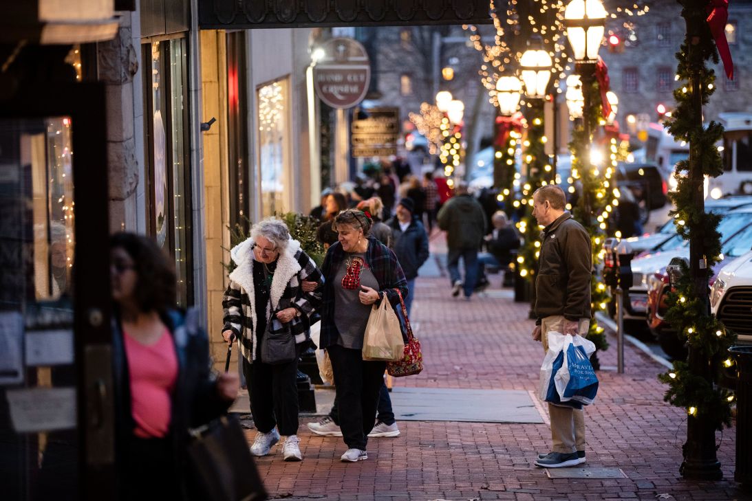 Main Street in Bethlehem still has the feel of a colonial town, and at Christmas, its festive spirit draws visitors from near and far.
