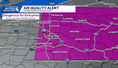 Pennsylvania Code Purple air quality alert for Friday, July 17