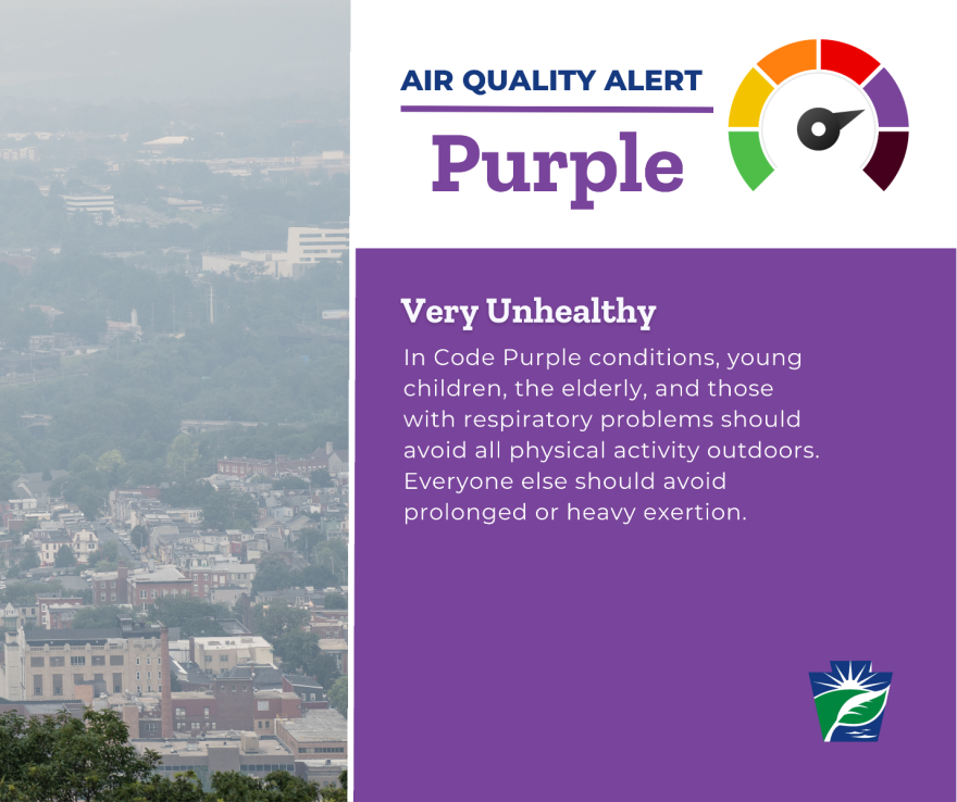 Wildfire smoke from Canada and Minnesota will blanket Pennsylvania on Friday, July 17, 2026, creating Code Purple concentrations of particulate matter, the Pennsylvania Department of Environmental Protection says.