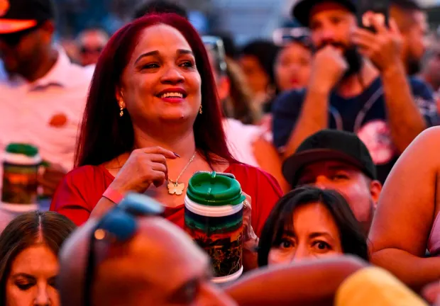 Gilberto Santa Rosa performs Thursday, Aug. 7, 2025, on Musikfest's Wind Creek Steel Stage at PNC Plaza in Bethlehem. (April Gamiz/The Morning Call)