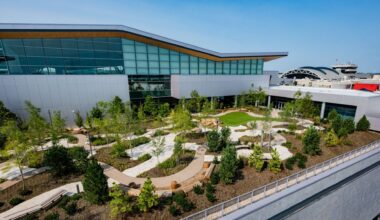 The pre-security UPMC Terrace offers a natural space to relax and connect