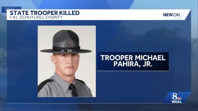Trooper Michael Pahira Jr. was killed Wednesday while conducting safety inspections on Interstate 81 in Schuylkill County. trooper michael pahira jr. was killed wednesday while conducting safety inspections on interstate 81 in schuylkill county.