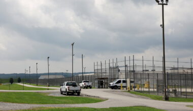 A detainee transport van exits the Moshannon Valley Processing Center, a former prison repurposed as an immigration detention facility under contract with the U.S. Immigration and Customs Enforcement, in Philipsburg, Pennsylvania. Two additional detention centers were planned for Berks and Schuylkill counties, but plans have since been abandoned.