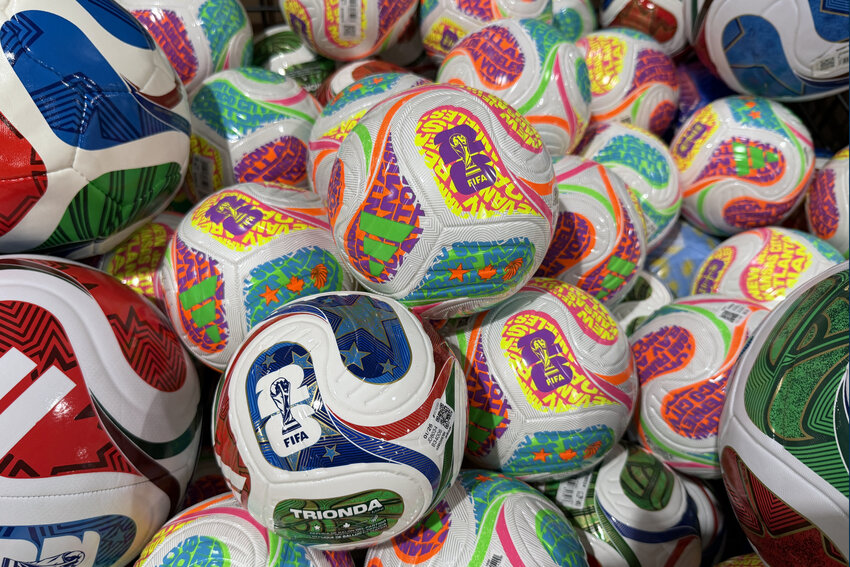 Adidas soccer balls with FIFA World Cup 2026 logo at Dick's Sporting Goods.