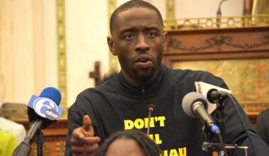 City Councilmember Isaiah Thomas speaks about the School District of Philadelphia