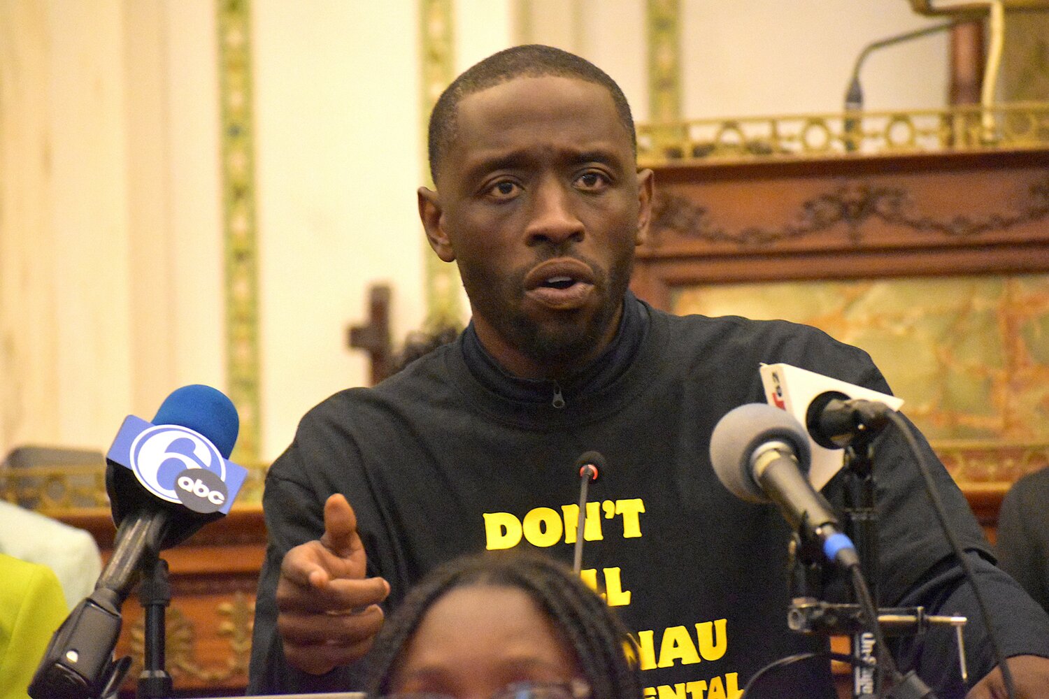 City Councilmember Isaiah Thomas speaks about the School District of Philadelphia