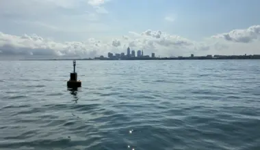The buoys in Lake Erie monitor algae levels to ensure that the water can be safely processed and used as drinking water by residents of Northeast Ohio.