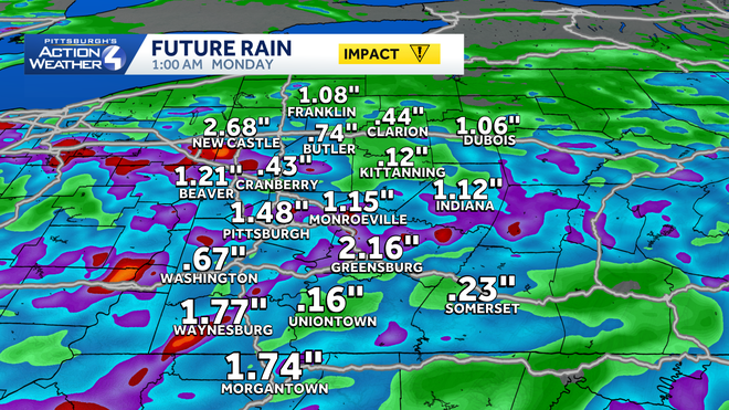 Rainfall totals for some spots through the weekend could top one inch. If we see heavy rainfall quickly, localized flooding could become a problem. rainfall totals for some spots through the weekend could top one inch. if we see heavy rainfall quickly, localized flooding could become a problem.