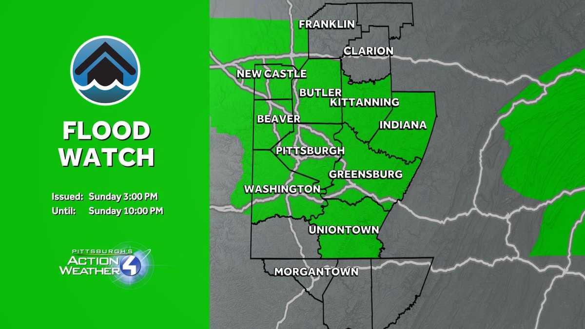 Flood Watch to go into effect for most of Western PA Sunday