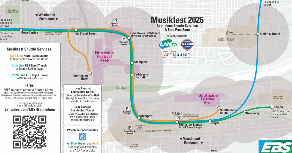 ‘Welcoming, accessible and easy’: ArtsQuest announces expanded shuttle routes for Musikfest 2026 | Bethlehem Area