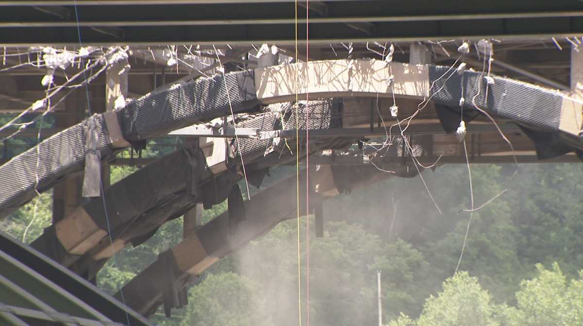 Crews begin slow demolition of Commercial Street Bridge after Parkway East closure