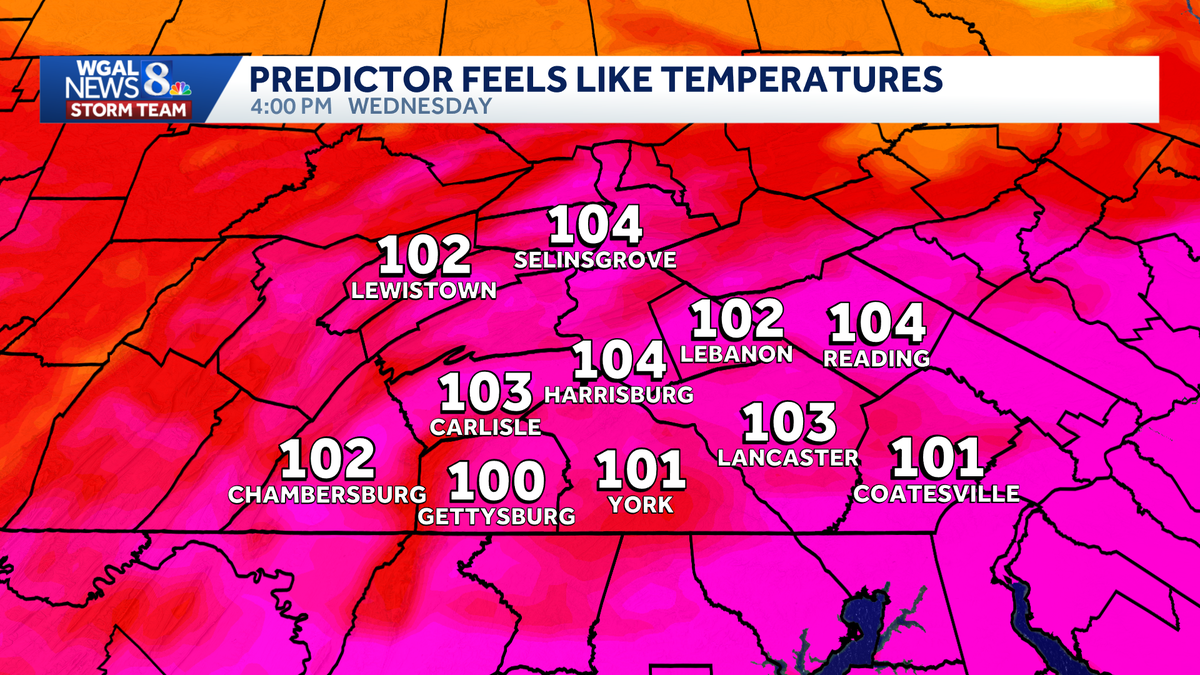 Hottest day of the week with heat advisory in effect in south-central Pa.