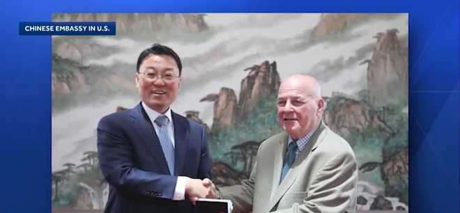 a retired teacher from plum, pennsylvania, is being recognized in china for a donation he made in 1999 that helped transform a desert in inner mongolia into a thriving forest. ﻿