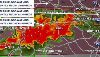 Pennsylvania flash flood warning on July 10