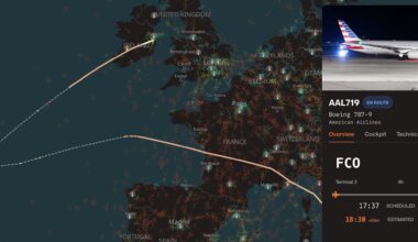 American Airlines flight AA719 to Philadelphia just diverted to Dublin
